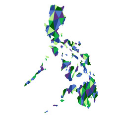 Philippines isolated polygonal map low poly style blue and green colors