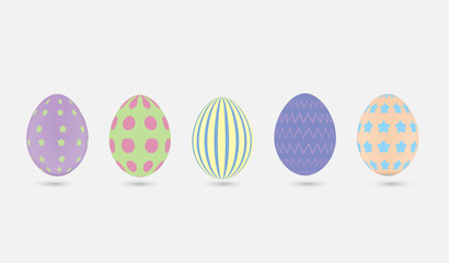 Set of decorative easter eggs with different patterns