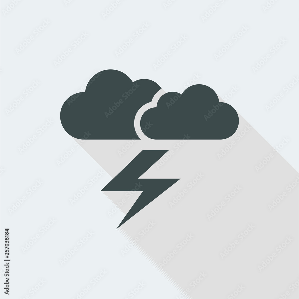Wall mural clouds and lightning. flat, clean, minimal and isolated vector illustration with minimal and modern 