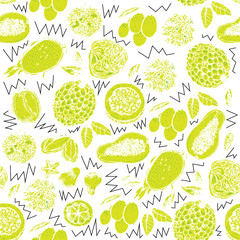 Fresh frouit tropical vector seamless pattern illustration