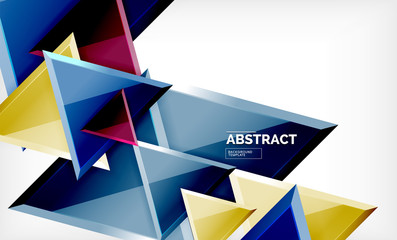 Flying triangles compostion geometric background