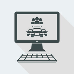 Car sharing concept on computer