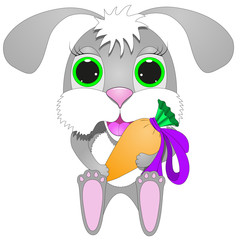 cute rabbit with his gift in the form of a carrot