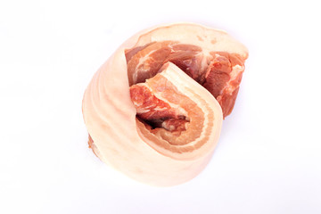 Pork belly cut isolated on white background. 