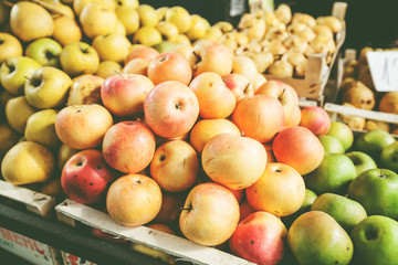 organic apples ready for sale at local farmers market