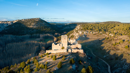 aerial view of spanish medieval old castle at castile