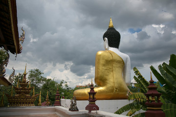 White Buddha back in Wat Raj Montien temple in Chiang Mai Thailand
