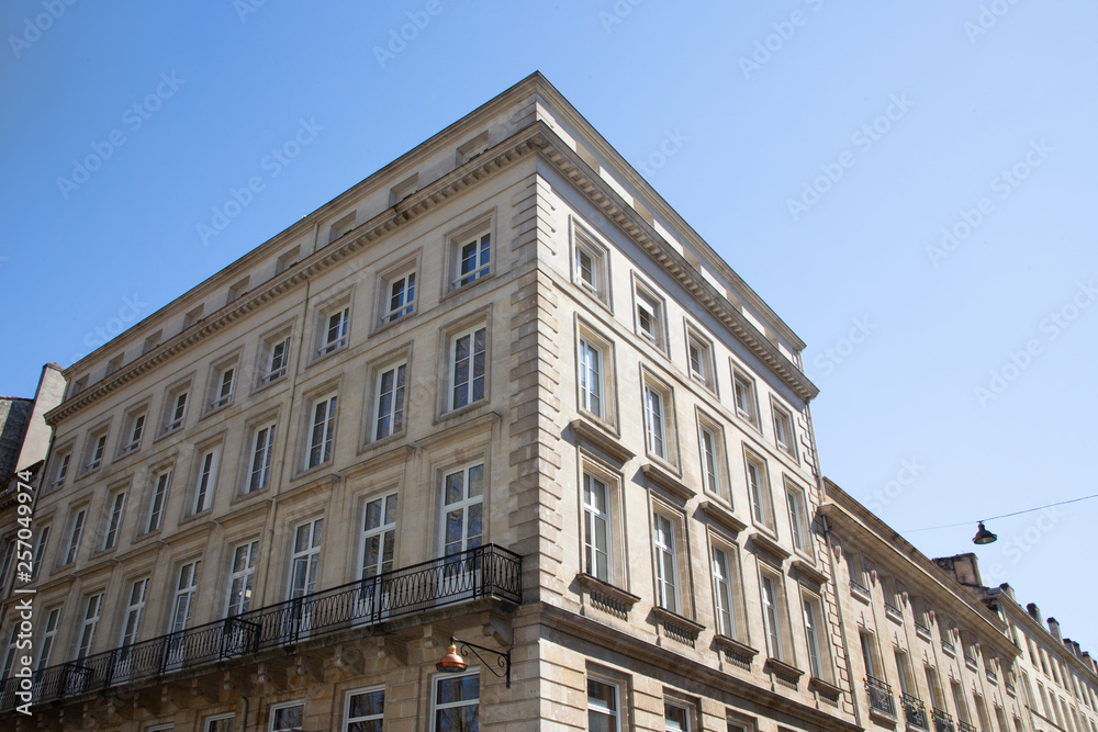 Sticker typical parisian residential buildings of haussmann and art deco style city paris bordeaux