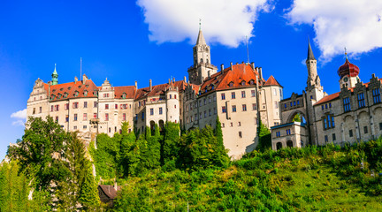 Fototapeta na wymiar beautiful German castles- impressive Sigmaringen over rock. landmarks of Germany