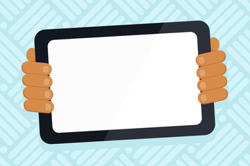 Color Tablet Smartphone with Blank Screen Handheld from the Back of Gadget Design business Empty template isolated Minimalist graphic layout template for advertising © Zofia
