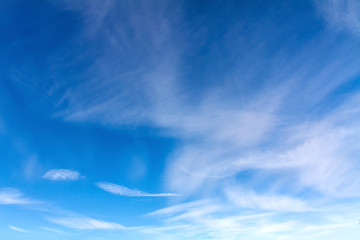 Bright, sunny winter sky with small clouds