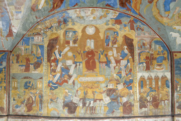 Fragment of painting in the Temple of the Beheading of John the Baptist in the city of Yaroslavl, Russia. The painting was carried out in 1695-96 by the artel of Fedor Ignatiev and Dmitry Plekhanov.