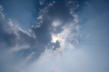 Fototapeta na wymiar Blue sky with clouds and sun ray