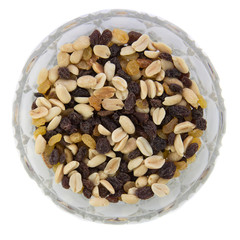 nuts and raisins in bowl