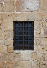 Fototapeta na wymiar Window, fortress in Paphos, March 2019