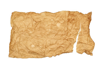 Brown crumpled paper isolated