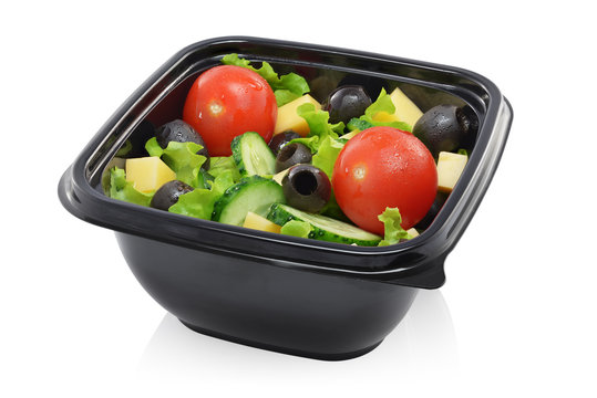 Vegetable Salad In Container Isolated