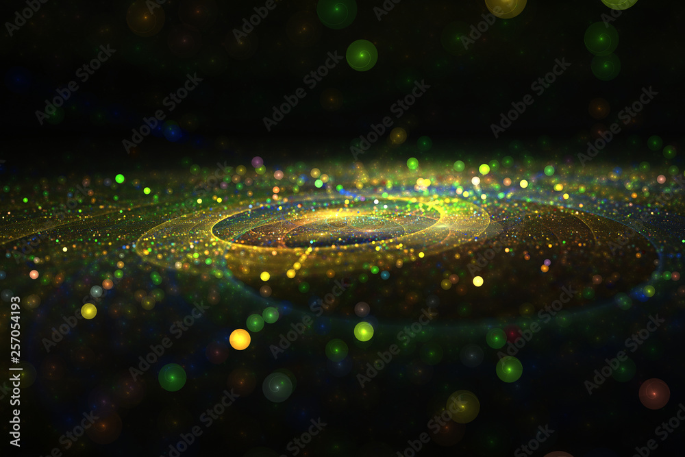 Wall mural streams of light - abstract fractal pattern, circle color background