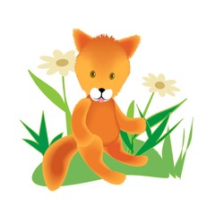 Fox sitting in the meadow