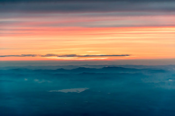 Fototapeta na wymiar Sunset view Taken from the plane