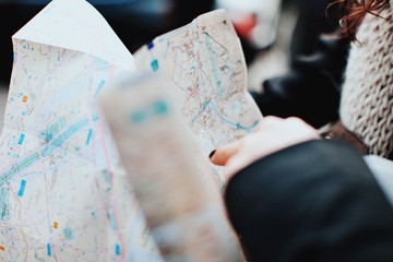 Woman holding map of Paris 
