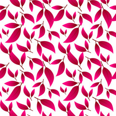 Foliate seamless pattern / background. White and scarlet.