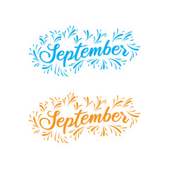 september - hand drawn september lettering phrase isolated on the white background. - Vector