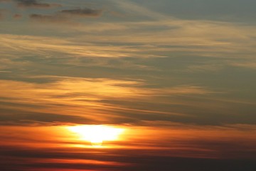 Beautiful golden sunset in the sky