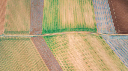aerial view of countryside fields