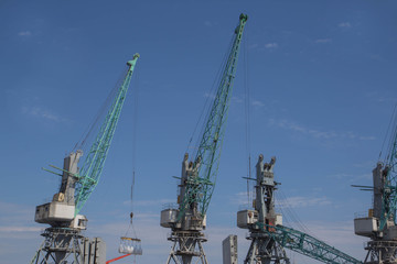 Fototapeta na wymiar crane ship in export and import business and logistics. Shipping cargo to harbor by crane