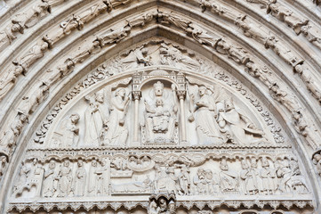 Fototapeta premium Notre-Dame Cathedral (Cathedrale Notre-Dame de Paris), close up. Paris, France