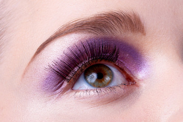 Obraz premium Close-up of the eye with artificial eyelashes.