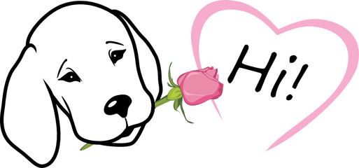 Retriever gives a rose and says hi. T-shirt design