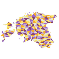 Estonia polygonal map background low poly style yellow, orange, blue, purple colors vector illustration eps