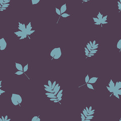 Simple leaf shape seamless pattern. Autumn simple vector background.