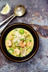 Cod and prawns with fennel and sour cream