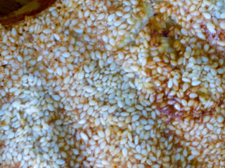 Cake: isolated Sesame cake on background