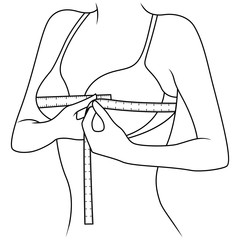 Girl measuring the size of her chest