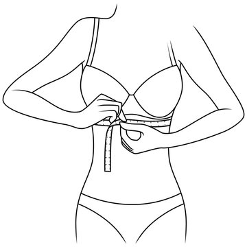 woman measuring bust with tape clip art preview