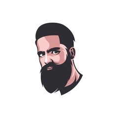 Bearded Man Mascot Logo Template For Barber Shop