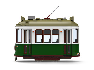 Fototapeta na wymiar old tram cartoon side
