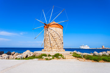 Windmills in Rhodes island, Greece © saiko3p