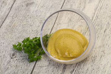 Mustard sauce in the bowl