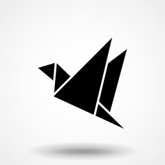 Origami paper cranes icon. Vector. Flat design.