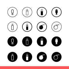 Bomb vector icon set, dynamite symbol. Simple, flat design for web or mobile app