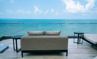 Daybed beach chair in  balcony, hotel room, Pattaya, Thailand