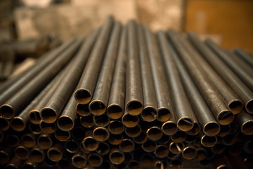 metal pipes stored for work