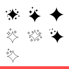 Shine vector icon set, sparkles symbol. Simple, flat design for web or mobile app