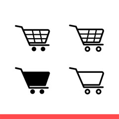 Shopping cart vector icon set, shopping symbol. Simple, flat design for web or mobile app