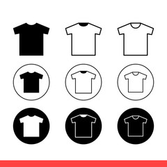 T shirt vector icon set, clothes symbol. Simple, flat design for web or mobile app